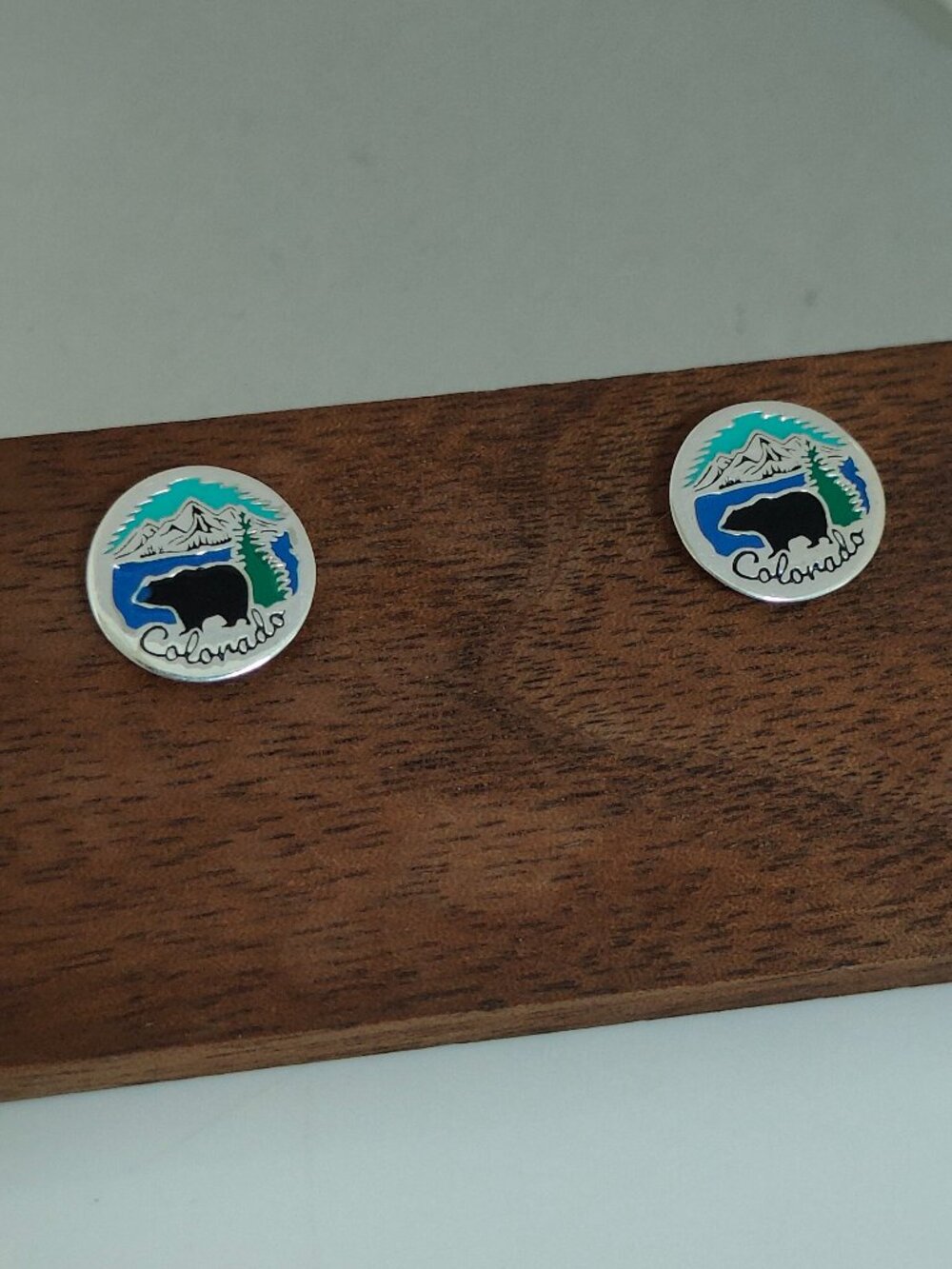 Colorado Black Bear Stud Earring Round Earring S925 Sterling Silver